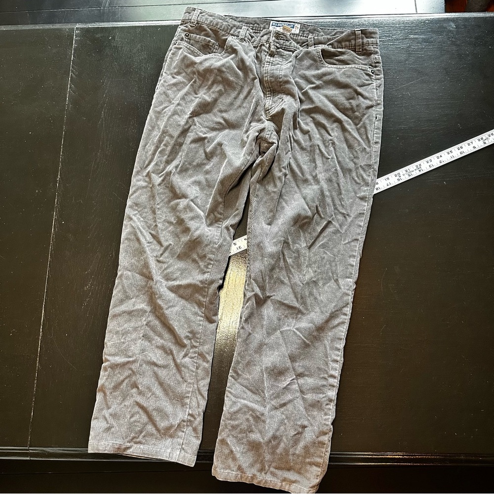 Vintage Old Navy 36x32 Men's Gray Corduroy Pants Beat Up y2k Street